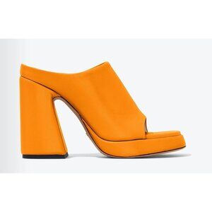 PROENZA SCHOULER Forma 110mm Platform Sandals Orange Leather Mules Size 36